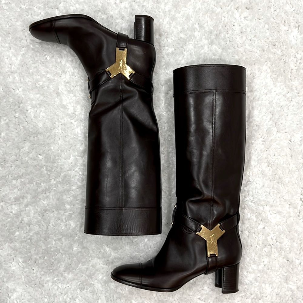 YSL SAINT LAURENT Knee High Boots Sz 40